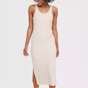 *WORN TWICE* OFFLINE By Aerie OG Groove Midi Dress in Soft Oat, Size S